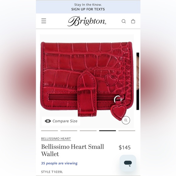 Brighton Bellissimo Heart Small Dark Red Wallet Italian pebbled leather - Picture 9 of 9